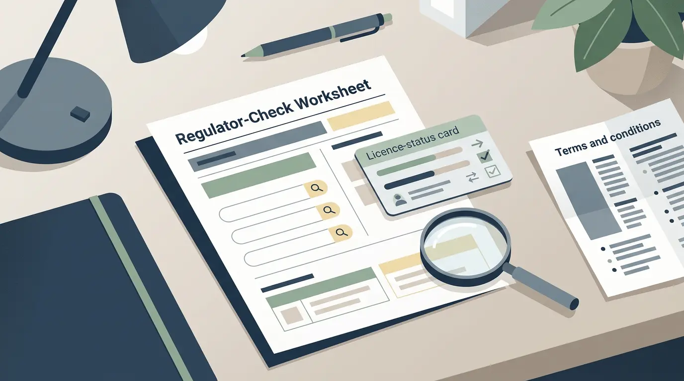 Minimal worksheet for checking an online casino licence